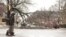A man walks near fallen branches a day after freezing rain and strong winds cut power to more than a million people in Canada's two most populated provinces, in Montreal, Quebec, April 6, 2023. 