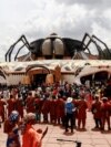 People attend the inauguration ceremony of the new Bamoun Kings Museum in Foumban, Cameroon, April 13, 2024. 