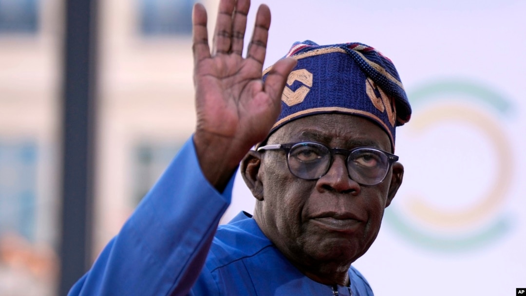 FILE - Nigeria's President Bola Tinubu arrives for the closing session of the New Global Financial Pact Summit, on June 23, 2023 in Paris.