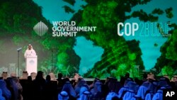 FILE: Sultan al-Jaber, the CEO of Abu Dhabi National Oil Co., talks during the World Government Summit in Dubai, United Arab Emirates, Tuesday, Feb 14, 2023. al-jaber called on the world Tuesday to "fight climate change, not each other." 