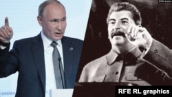 尽管苏联独裁者约瑟夫·斯大林已于70年前去世，但在弗拉基米尔·普京领导下日益独裁的俄罗斯，他的存在似乎无处不在 (合成照片)