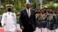(FILE) U.S. Defense Secretary Lloyd Austin III walks past military guards in Camp Aguinaldo military camp in Quezon City, Metro Manila, Philippines, February 2, 2023. 
