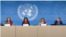 Members of the Independent International Fact-Finding Mission on Iran take questions from reporters in this screenshot of a press briefing in Geneva, Switzerland, on March 18, 2024. (Courtesy UNTV) 