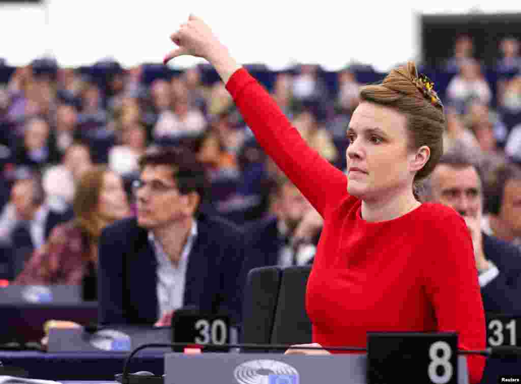 Terry Reintke, member of the European Parliament and co-president of the Greens/EFA Group, attends a plenary session of the newly elected European Parliament in Strasbourg, France.