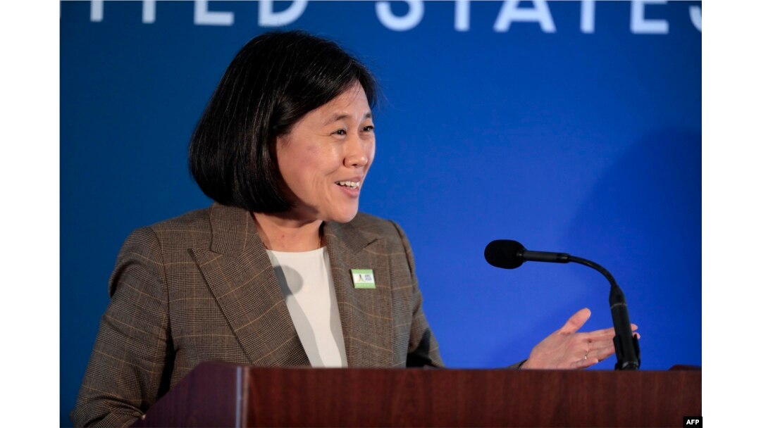 U.S. Trade Representative Katherine Tai delivers remarks at an Asia Pacific Economic Cooperation conference in Detroit, May 26, 2023.
