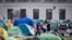 A student protester flies a kite inside the protest encampment on the Columbia University campus, April 29, 2024, in New York. 
