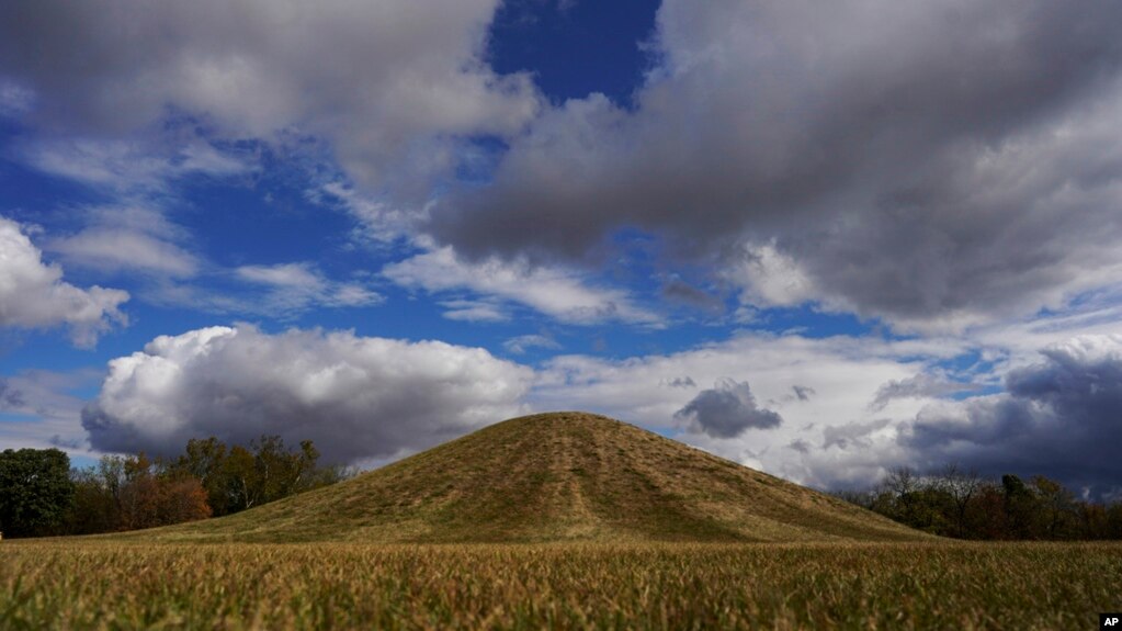 The Central Mound, the largest mound of the Mound City Group, is seen at Hopewell Culture National Historical Park in Chillicothe, Ohio, Oct. 14, 2023.