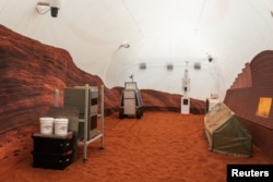 Instruments are seen inside the Mars landscape simulation area at Mars Dune Alpha, NASA's simulated Mars habitat at the Johnson Space Center in Houston, Texas, U.S. April 11, 2023. (REUTERS/Go Nakamura)