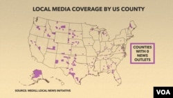 Mapa lokalnih medija po američkim okruzima