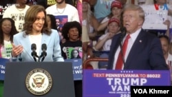 Ảnh phối hợp: Phó Tổng thống Kamala Harris, trái, và cựu Tổng thống Donald Trump.