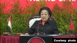 Ketua Umum PDIP Megawati Soekarno Putri saat berpidato dalam penyerahan rekomendasi para calon dari PDIP di Pilkada 2024, pekan lalu. (Courtesy: PDI Perjuangan)