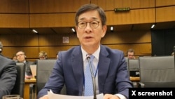 함상욱 주오스트리아 대사가 4일 오스트리아 빈에서 열린 국제원자력기구(IAEA) 정기 이사회에서 발언하고 있다. 사진 = 주오스트리아 대한민국 대사관 X