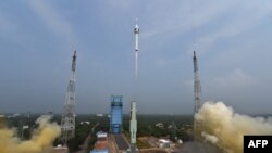 This handout photo taken and released by Indian Space Research Organisation on Oct. 21, 2023, shows the lift-off of the Gaganyaan Test Vehicle from the Satish Dhawan Space Centre in Sriharikota. (AFP photo / Indian Space Research Organisation) 