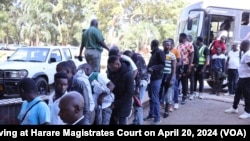 Arrested moneychangers arriving at Harare Magistrates Court on April 20, 2024.