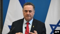 FILE - Israel's Foreign Minister Israel Katz gestures as he speaks during a joint press conference with his host Hungary's Foreign Minister at the Foreign Office in Budapest, June 17, 2024.