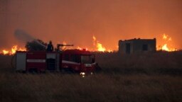 20 Ağustos 2023'te itfaiyeci Yunanistan'ın kuzeydoğusundaki Dedeağaç kasabası yakınlarında çıkan orman yangınını söndürmeye çalışıyor.