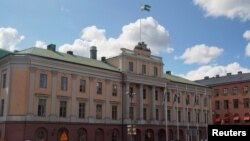 FILE - A general view of the Swedish foreign ministry in central Stockholm, July 14, 2023. The Swedish government says a Swedish citizen was arbitrarily detained in Iran last year and is still being held. 