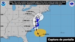 Trayectoria de la posible Tormenta 16 de la temporada de huracanes del Atlántico, el 22 de septiembre de 2023 a las 5:00 AM.