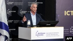 Israel's Mossad chief David Barnea speaks during the International Institute for Counter-Terrorism (ICT) World Summit in the central coastal city of Herzliya, Israel, Sept. 10, 2023.