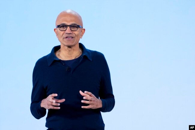 Microsoft CEO Satya Nadella speaks during a showcase event of the company's AI assistant, Copilot, ahead of the annual Build developer conference at Microsoft headquarters, Monday, May 20, 2024, in Redmond, Wash. (AP Photo/Lindsey Wasson)