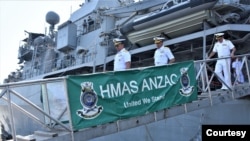 Kapal perang Australia HMAZ Anzac berada di Surabaya pada 1-4 Agustus 2023 (foto Dispen Koarmada II).