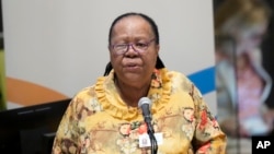 FILE - South African Minister of International Relations and Cooperation Naledi Pandor speaks during an event at United Nations headquarters in New York, Sept. 21, 2023.