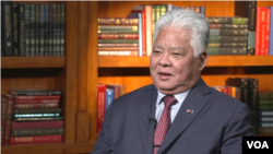 Commonwealth of the Northern Mariana Islands Governor Arnold Palacios is seen in a screengrab from video during his interview at VOA headquarters in Washington, Jan. 11, 2024.