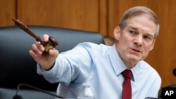 House Judiciary Committee Chair Rep. Jim Jordan, R-Ohio, points with the gavel during a House Judiciary Committee hearing on the Department of Justice, on Capitol Hill in Washington, June 4, 2024.