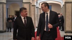 Susret predsednika Srbije Aleksandra Vučića i evropskog izaslanika za dijalog Miroslava Lajčaka u Beogradu 13. marta 2023. godine (foto: Instagram predseddnika Srbije)