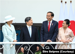 Presiden Jokowi dan Kaisar Jepang Naruhito didampingi Ibu Negara Iriana dan Permaisuri Masako di Istana Kepresidenan Bogor, Jawa Barat, Senin (19/6). (Foto: Courtesy/Biro Setpres)