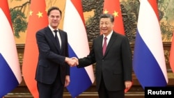 Chinese President Xi Jinping meets Prime Minister of the Netherlands Mark Rutte at the Great Hall of the People in Beijing, China, March 27, 2024. (China Daily via Reuters)