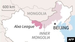 Peta lokasi wilayah Liga Alxa, Mongolia Dalam, di China, di mana puluhan orang hilang setelah tambang runtuh pada 22 Februari 2023, menurut media pemerintah. (AFP)