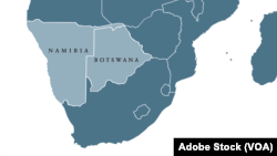 A map of Southern Africa highlighting Namibia and Botswana. (Adobe Stock) 