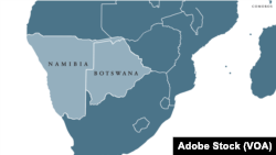 A map of southern Africa highlighting Namibia and Botswana. (Adobe Stock) 