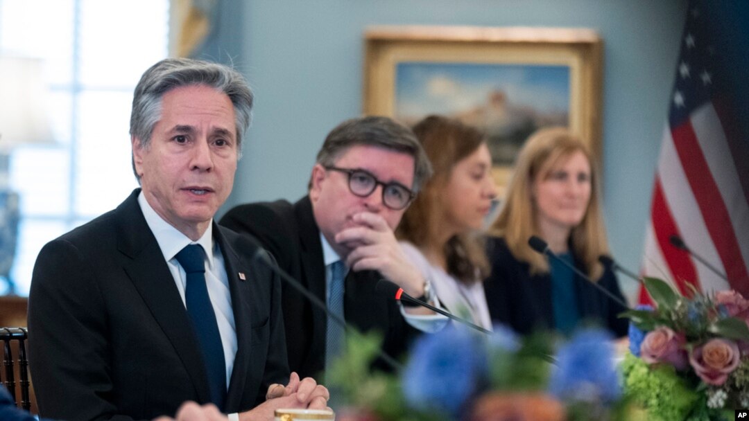 Američki državni sekretar Antony Blinken govori tokom sastanka sa šefom diplomatije Evropske unije Josepom Borelom u State Departmentu, 13. marta 2025. u Washingtonu. 
