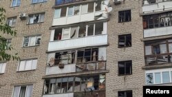 A view shows a residential building damaged during a a Russian missile attack in Mykolaiv, Ukraine, July 19, 2024.