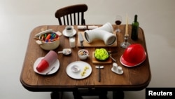 Various plastic goods weighing 3.15 kilograms, which is equivalent to the amount of plastic that someone could eat in ten years, are displayed on a table in this illustration taken in Tokyo, Japan, March 31, 2020. (REUTERS/Kim Kyung-Hoon/Illustration)