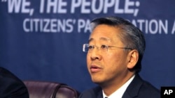 Then-Ambassador to Albania Donald Lu speaks during a meeting in Tirana, Feb. 2, 2017. Now the U.S. assistant secretary of state for South and Central Asian Affairs, Lu said in a June 10, 2024, interview that he is optimistic about restoring trust between the U.S. and Bangladesh.