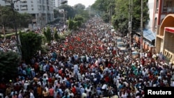 Supporters of the Bangladesh Nationalist Party gather in the Naya Paltan area for a rally in Dhaka, Bangladesh, Oct. 28, 2023.