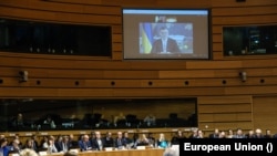 Konferensi Dewan Urusan Luar Negeri Uni Eropa dengan MFA dan Kementerian Pertahanan Ukraina di Luksemburg. 22 April 2024.