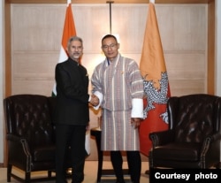 印度外交部長蘇杰生博士於2024年3月14日在新德里會見不丹首相策仁·托杰（印度外交部提供）