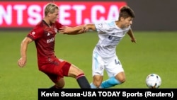 Esmir Bajraktarević na utakmici protiv Toronta, 17. avgusta 2022. godine. (Kevin Sousa-USA TODAY Sports)