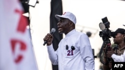 FILE - Opposition candidate Martin Fayulu talks to his supporters during a final campaign rally in Kinshasa, DR Congo on December 16, 2023.