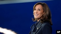 Democratic presidential nominee Vice President Kamala Harris speaks during the Democratic National Convention, Aug. 22, 2024, in Chicago.