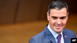 FILE - Spain's Prime Minister Pedro Sanchez arrives for the European Union summit in Brussels on Oct. 20, 2022. On March 4, 2023, he announced a gender equality law that will require more equal representation of women and men in politics, business and other realms of public life.
