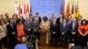 U.S. Ambassador to the U.N. Linda Thomas-Greenfield speaks to journalists after a Security Council meeting to discuss the situation in North Korea, at U.N. headquarters in New York, Aug. 17, 2023.