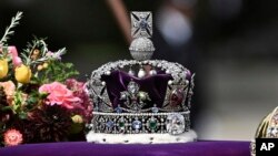 FILE - The Imperial State Crown is seen during the state funeral of late Queen Elizabeth II in London, Sept. 19, 2022. 