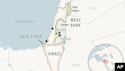 This is a locator map of Israel and the Palestinian Territories.