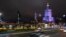 This photograph taken on March 23, 2024, shows the Palace of Culture in Warsaw illuminated after being switched off to mark the Earth Hour environmental campaign to bring awareness on environmental issues. 