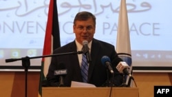 FILE - Donald Blome, then-U.S. Consul General in Jerusalem, speaks in the West Bank town of Bethlehem, on Oct. 10, 2017.